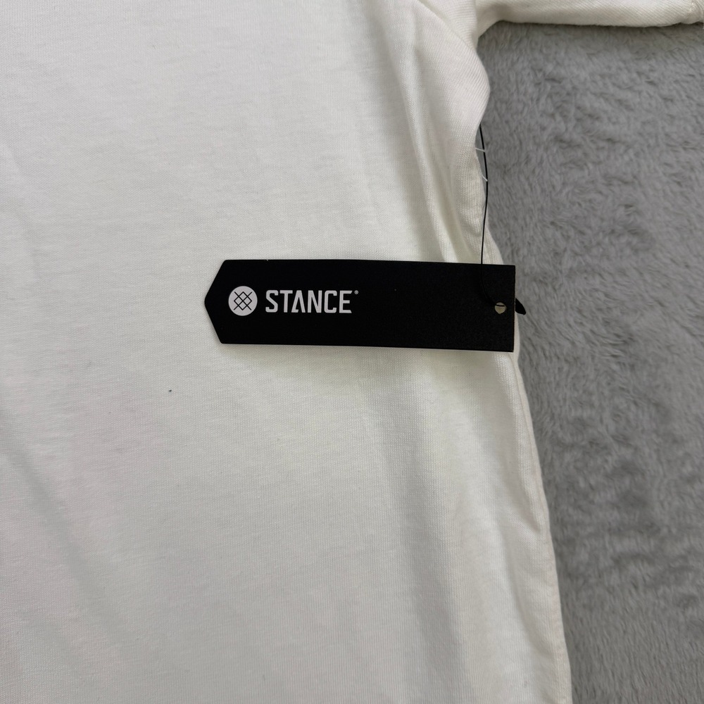 Stance Shirt Mens Large Graphic TShirt Cream Skull Rose Purple Flower Streetwear - Picture 4 of 4